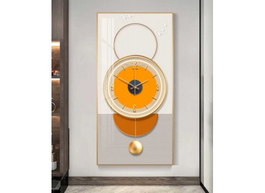 Crystal Orange Clock PAinting With Led Light 70*140 Cm